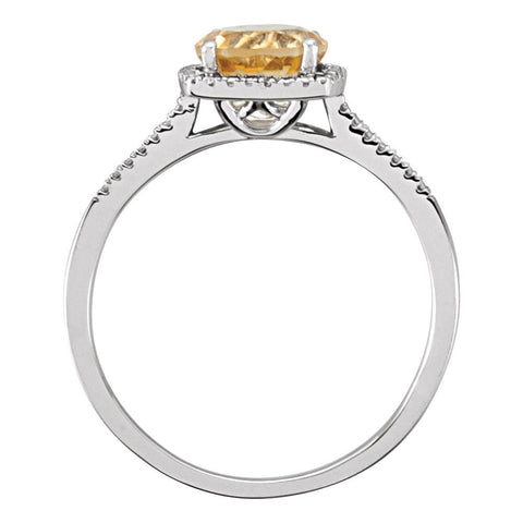 Sterling Silver Citrine & .01 CTW Diamond Ring, Size 6