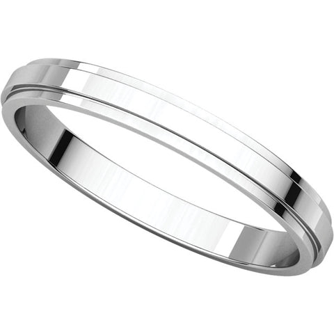 14k White Gold 2.5mm Flat Edge Band, Size 6