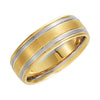 14k Yellow & White Gold 7mm Designer Comfort-Fit Wedding Band for Men, Size 10.5