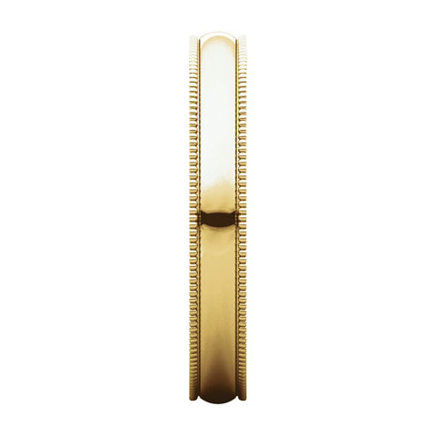 14k Yellow Gold 3mm Light Milgrain Band, Size 6.5