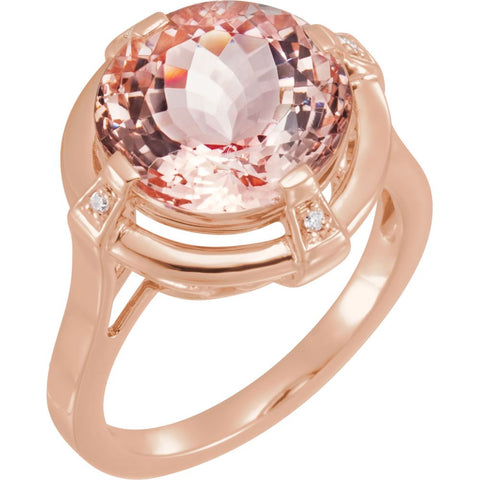 14k Rose Gold Morganite & .025 CTW Diamond Ring, Size 7