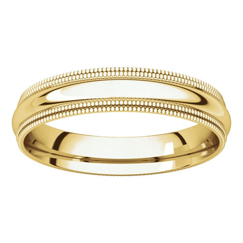 14k Yellow Gold 4mm Double Milgrain Comfort Fit Band, Size 8