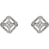 14k White Gold .075 CTW Diamond Filigree Earrings