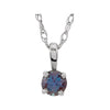 Sterling Silver Imitation Alexandrite "June" Birthstone 14-inch Necklace for Kids