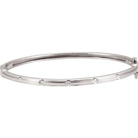 14k White Gold Diamond Bangle Bracelet