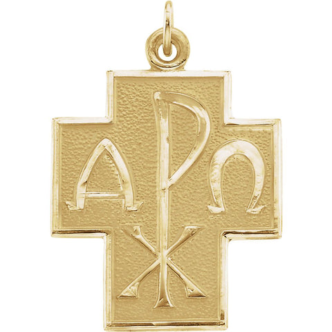 14k Yellow Gold 24.5x22mm Alpha Omega Cross Pendant