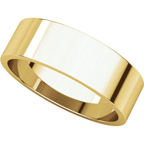 10k Yellow Gold 6mm Flat Band, Size 8