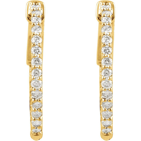 14k Yellow Gold 1 CTW Diamond Inside/Outside Hoop Earrings