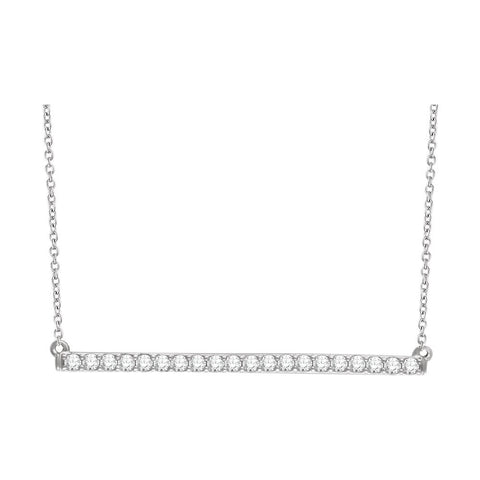 14k White Gold 1/2 CTW Diamond Bar 16-18" Necklace