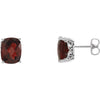 Genuine Mozambique Garnet Earrings in 14K White Gold