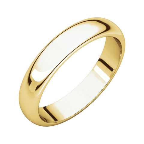 10k Yellow Gold 4mm Half Round Band, Size 7.5