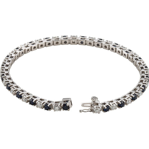 14k White Gold Blue Sapphire & 2 1/3 CTW Diamond Bracelet