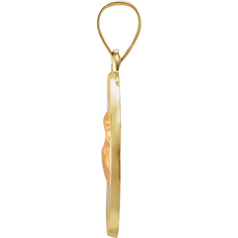 14k Yellow Gold 18mm Hollow Round St. Anthony Medal