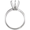 14k White Gold 7.3-7.7mm Round Pre-Notched 6-Prong Solitaire Ring Mounting, Size 6