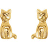 14k Yellow Gold Youth Cat Earrings