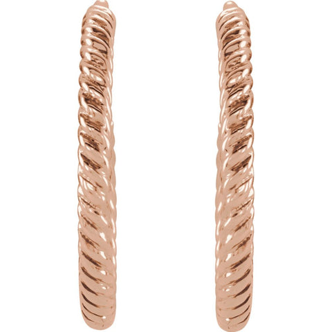 14k Rose Gold 17mm Rope Design Hoop Earrings