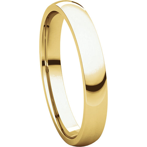 14k Yellow Gold 3mm Light Comfort Fit Band, Size 7