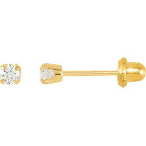 14k Yellow Gold Cubic Zirconia Piercing Stud Earrings