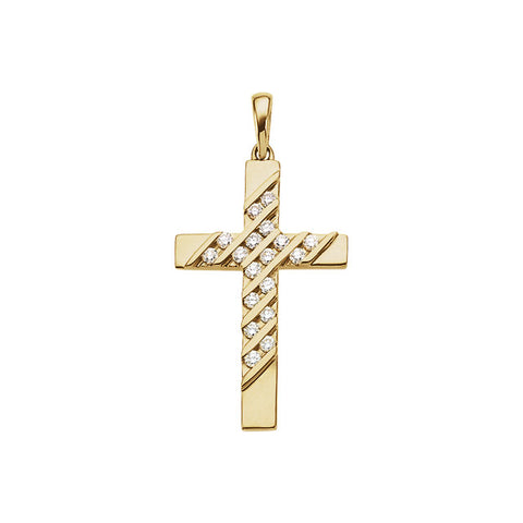 14k Yellow Gold .36 CTW Diamond Cross Pendant