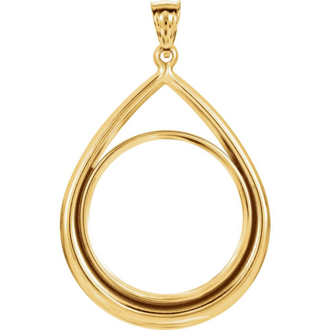 14k Yellow Gold Tab Back Frame Pendant for 1/2 Ounce American Eagle or 1/2 Ounce South African Rand Coin