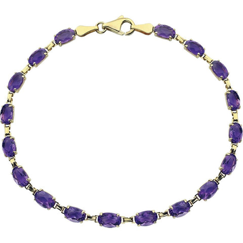 14k Yellow Gold Amethyst 7" Bracelet