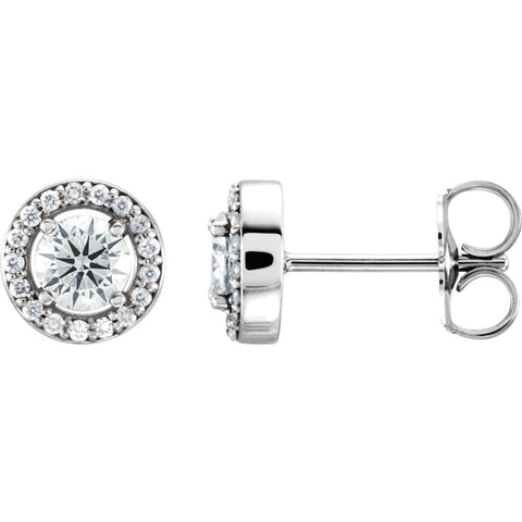 14k White Gold 1/2 CTW Diamond Halo-Style Earrings