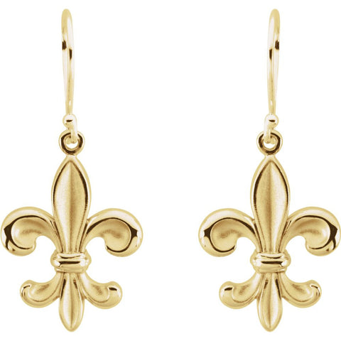 14k Yellow Gold Fleur-de-lis Earring