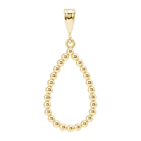 14k Yellow Gold Beaded Teardrop Silhouette Pendant