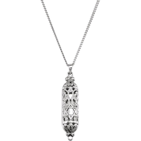 Sterling Silver Hollow Mezuzah Pendant or Necklace