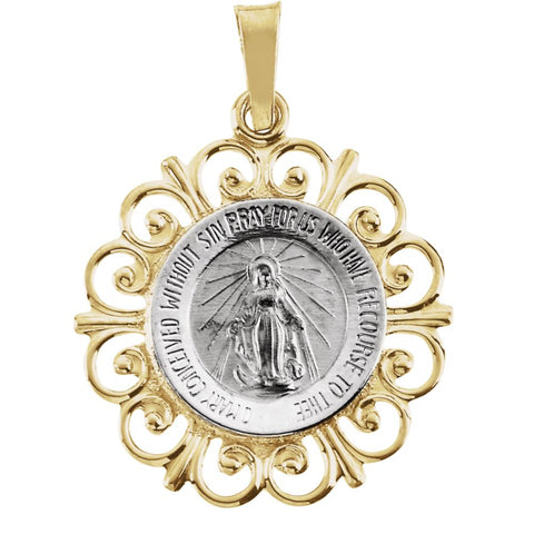 14K White & Yellow Gold 20x18mm Miraculous Medal