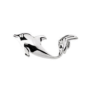 14k White Gold 12.5x34mm Dolphin Chain Slide