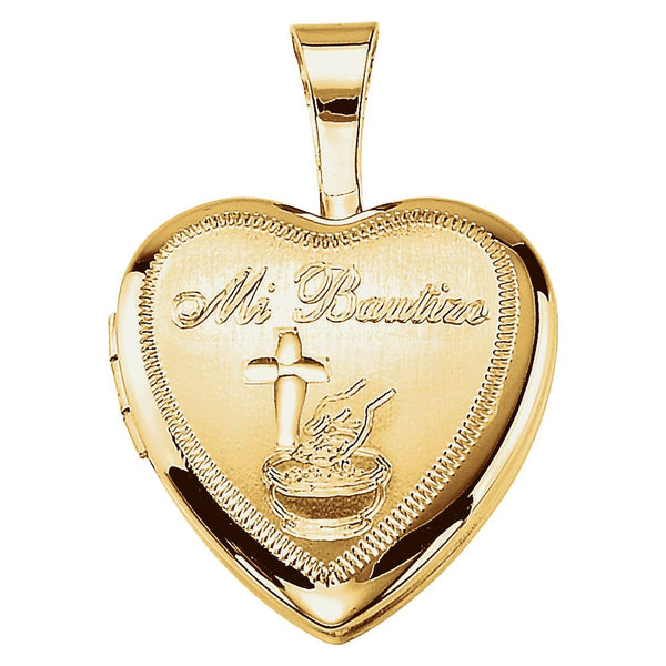 Gold Plated & Sterling Silver Bautizo Heart Locket