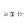 14K White Gold 4mm Cubic Zirconia Princess/Square Earrings With Screw Posts & Backs