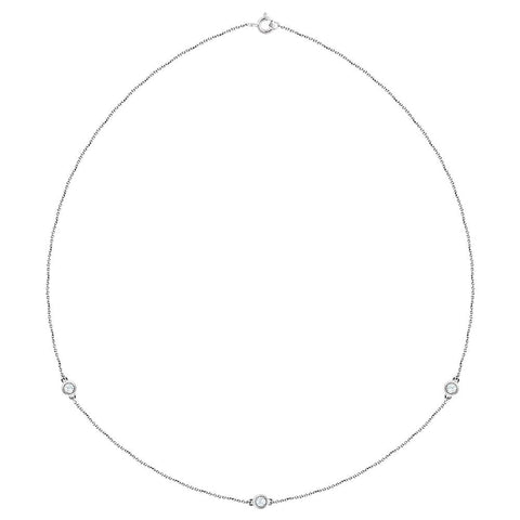 14k White Gold 1/3 CTW Diamond Bezel 18" Necklace