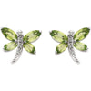 14k White Gold Peridot & .04 CTW Diamond Earrings