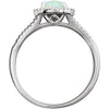 14k White Gold Lab Grown Opal and 1/6 CTW Diamond Ring , Size 7