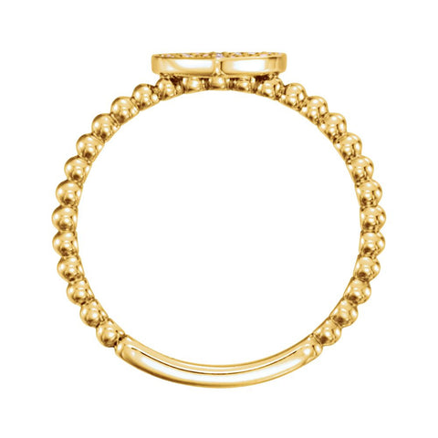 14k Yellow Gold 1/8 CTW Diamond Heart Bead Ring, Size 7