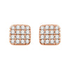 14k Rose Gold 1/5 CTW Diamond Square Cluster Earrings