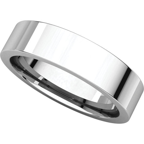 18k White Gold 5mm Flat Comfort Fit Band, Size 8