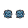 14k White Gold 3/8 CTW Blue Diamond Cluster Earrings