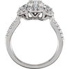 Sterling Silver Halo-Style 3-Stone Cubic Zirconia Ring Size 8