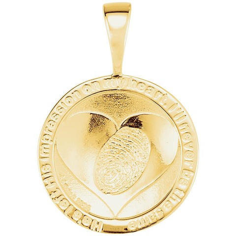 14k Yellow Gold Heart print Jesus Pendant