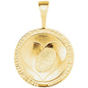 14k Yellow Gold Heart print Jesus Pendant