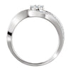 14k White Gold 1/4 CTW Diamond Two Stone Ring, Size 7