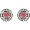 14k White Gold Pink Tourmaline & 1/5 CTW Diamond Earrings
