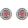 14k White Gold Pink Tourmaline & 1/5 CTW Diamond Earrings