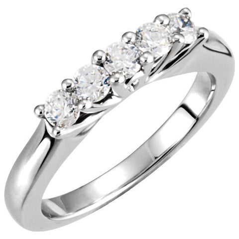 14k White Gold 3/4 CTW Diamond Anniversary Band, Size 7