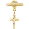 14.00x09.00 mm Crucifix Cross Baptismal Pin in 14K Yellow Gold