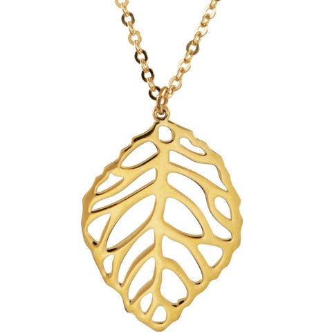 14k Yellow Gold Leaf Necklace