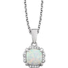 14k White Gold Created Opal & 0.05 ctw. Diamond 18-inch Necklace